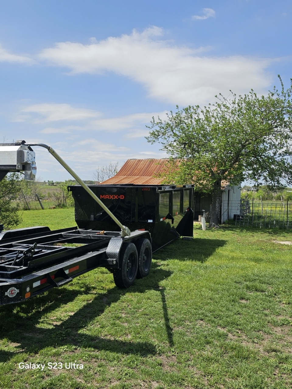 20 yard roll off dumpster delivered on a residential property near Jarrell, Texas
